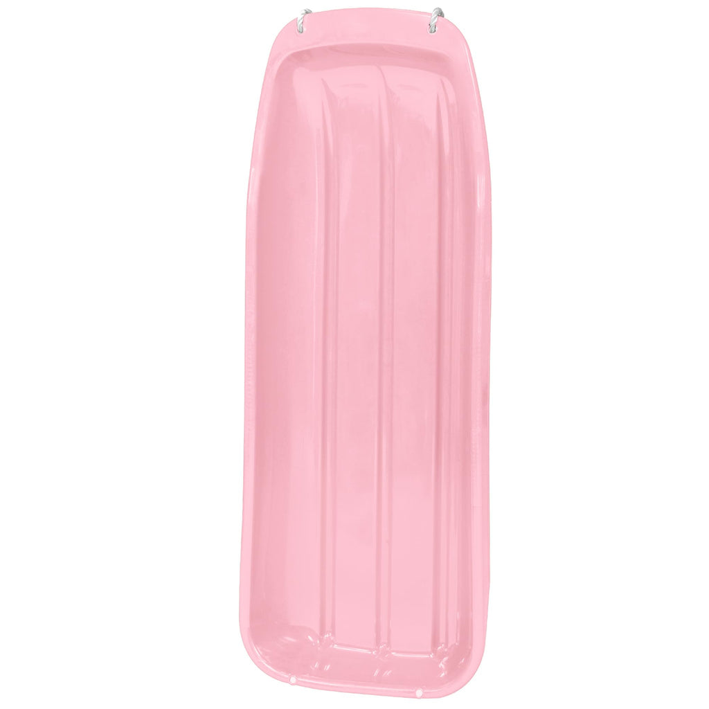 Best Choice Products 48In Kids Plastic Toboggan Snow Sled W/Pull Rope - Light Pink