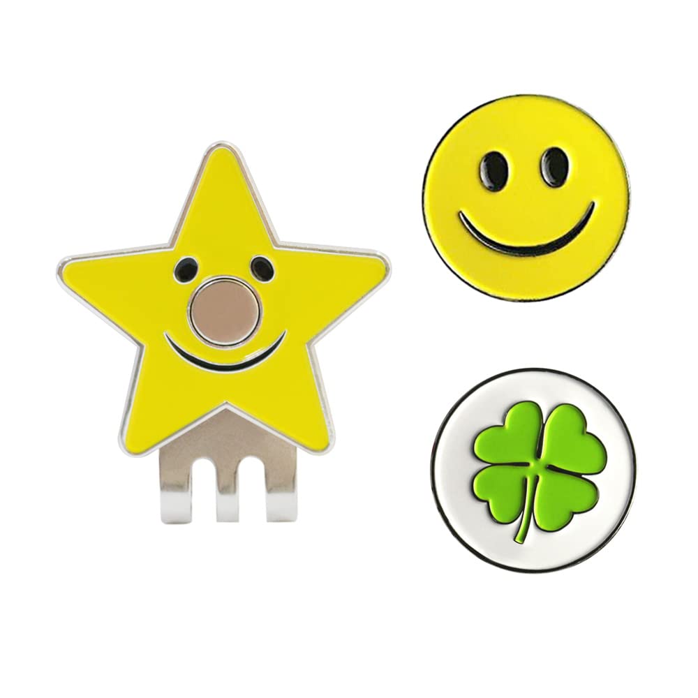 Pinmei Flower Golf Ball Marker With Golf Hat Clip For Your Friend (Yellow Smile)