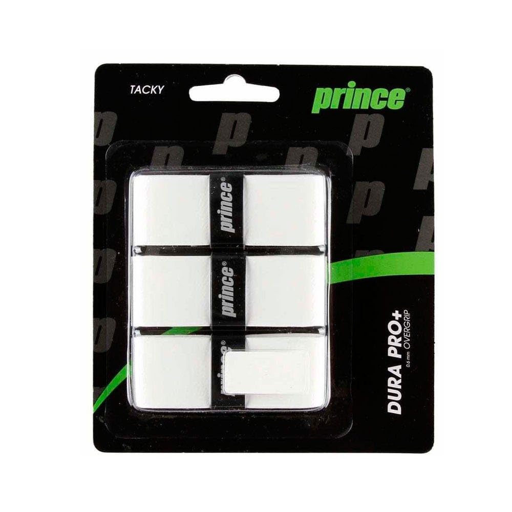 Prince Overgrip Dura Pro Plus Set Of 3 Grips, Overgrip Dura Pro Plus 3Er, Wei, Standard White