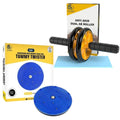 PRO365 Tummy Twister & Ab Wheel Roller Combo for Home Gym Fitness | Waist Twister Disc with AB Roller Wheel & Knee Pad | Core St