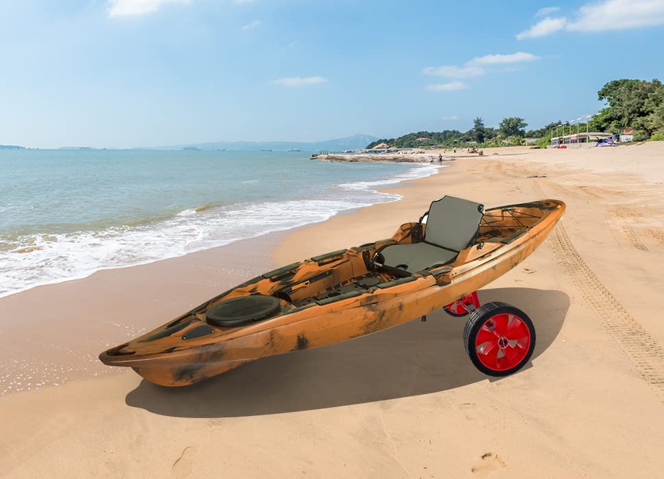 Reeyak Sit On Top Kayak Cart, Heavy-Duty Plug-In Kayak Cart Dolly With 10 Inch Airless Wheels, Width Adjustable For Carrying Kay