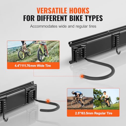 Vevor Bike Storage Rack, 6 Bike Racks And 6 Helmets Hooks, Wall Mount Bike Storage Hanger, Home & Garage Organizer, Customizable