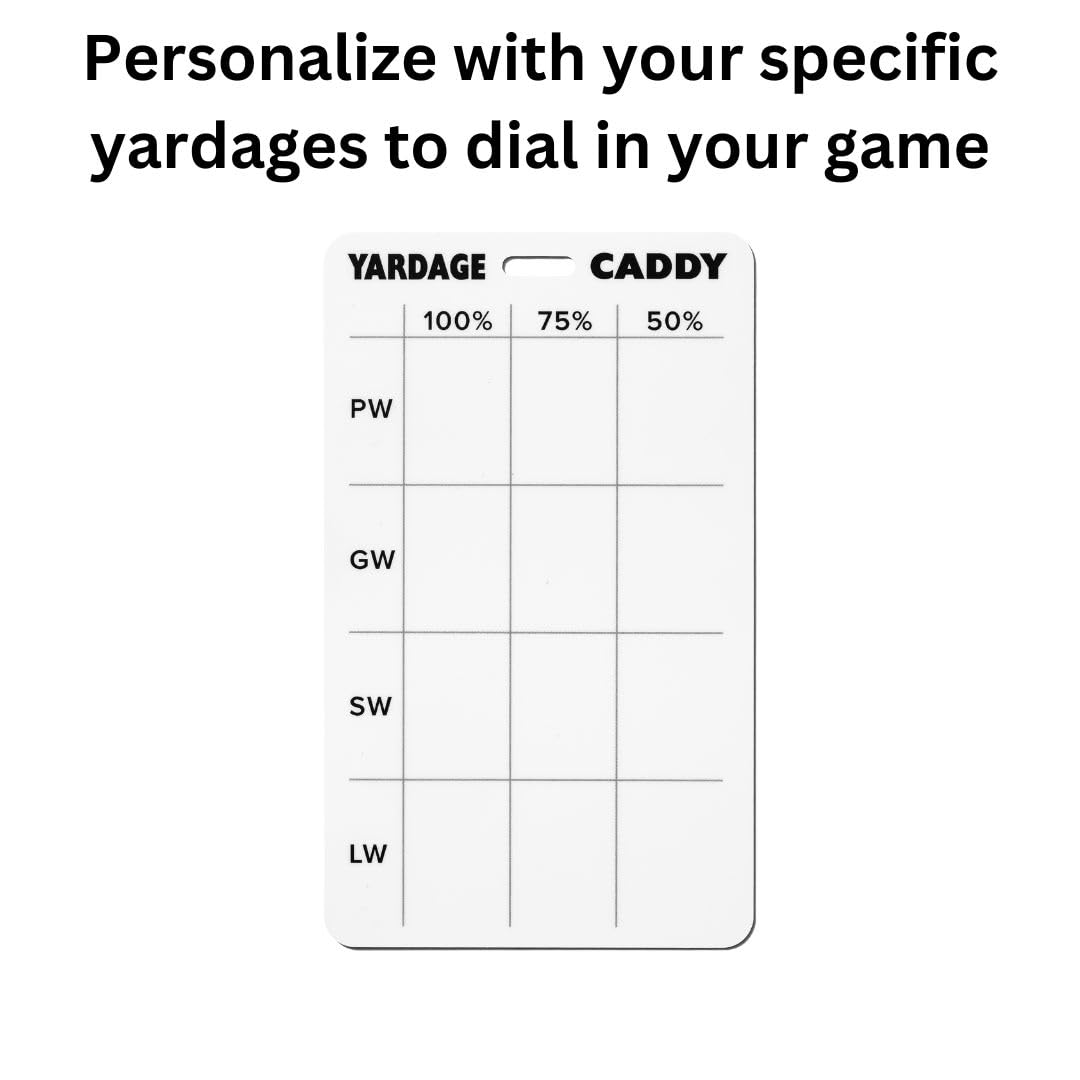 Yardage Caddy - Golf Bag Tag Accessory - Distance Card - Record Your Numbers - Training Aid - Shoot Lower Scores!
