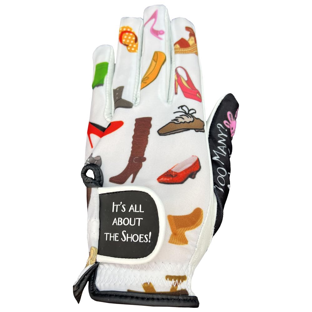 Giggle Golf Women s Golf Glove (Medium, Worn On Left Hand, It s All About The Shoes)