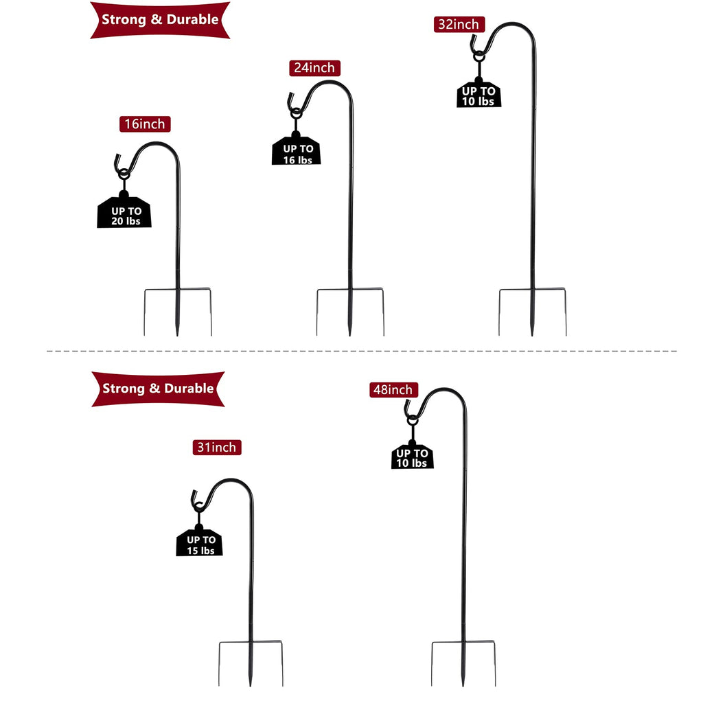 Excmark Shepherd Hook 32 Inch 12 Inch Thick Use At Weddings, Hanging Solar Lights, Lanterns, Bird Feeders, Metal Hanger Hook (Br