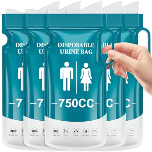 Proberos 5Pcs Urine Bags Unisex Disposable Pe Urine Bags With Handle 750Cc Capacity Ziplock Leaking Proof Urine Bags For Men Wom