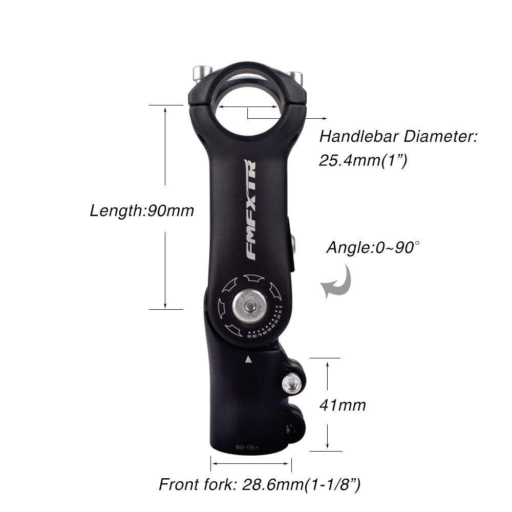 Fomtor 25.4Mm Adjustable Stem 0~90 Degree 90Mm Mtb Adjustable Bike Stem For 25.4Mm(1) Handlebars, Suitable For Most Of Mountain