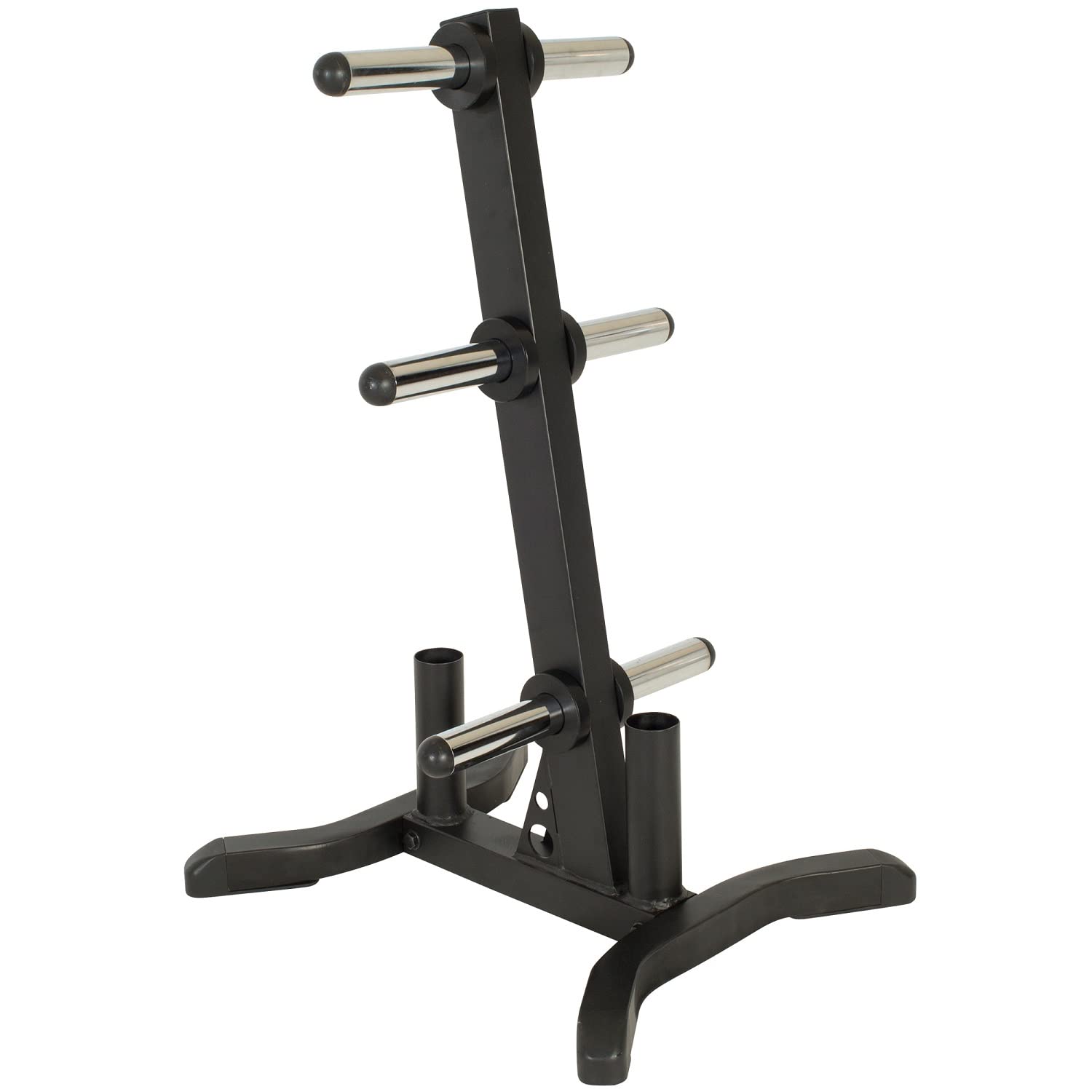 Fitness Reality X-Class Olympic Weight Tree - Heavy-Duty Bumper Plate Rack For Home Gym - Chrome Storage Posts - Includes 2 Barb