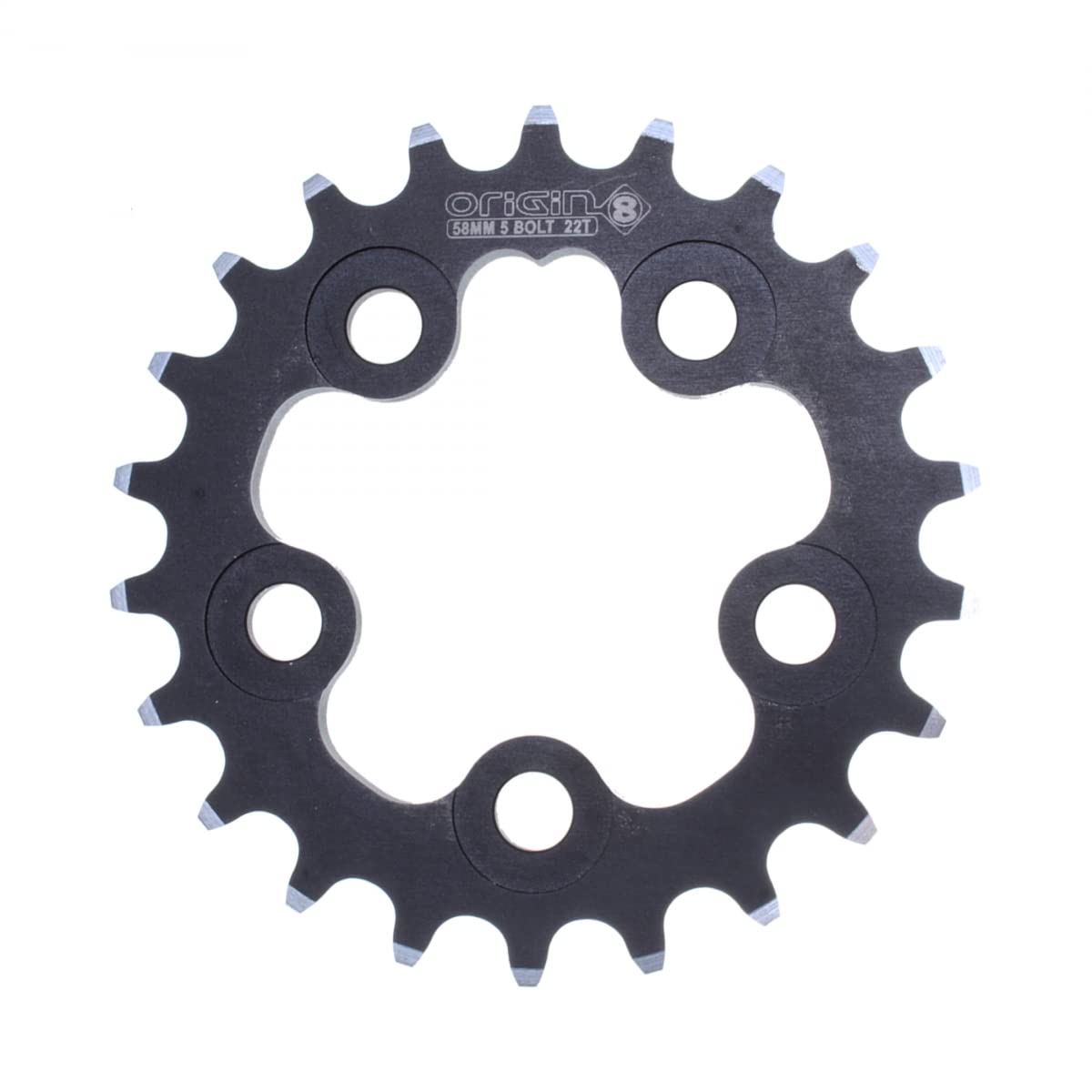 Origin8 Alloy Ramped Chainrings, 58mm x 22t, Black/Silver