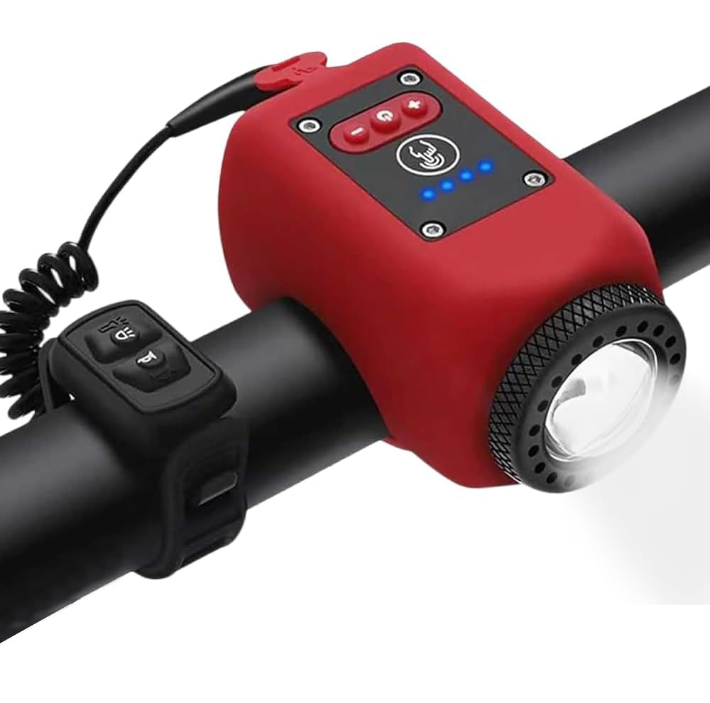 LESOVI Electric Bike Horn Bike Light 2 in 1; 110 dB Bicycle Horn 5 Sound Modes with Rechargeable Battery Waterproof Bicycle Ligh