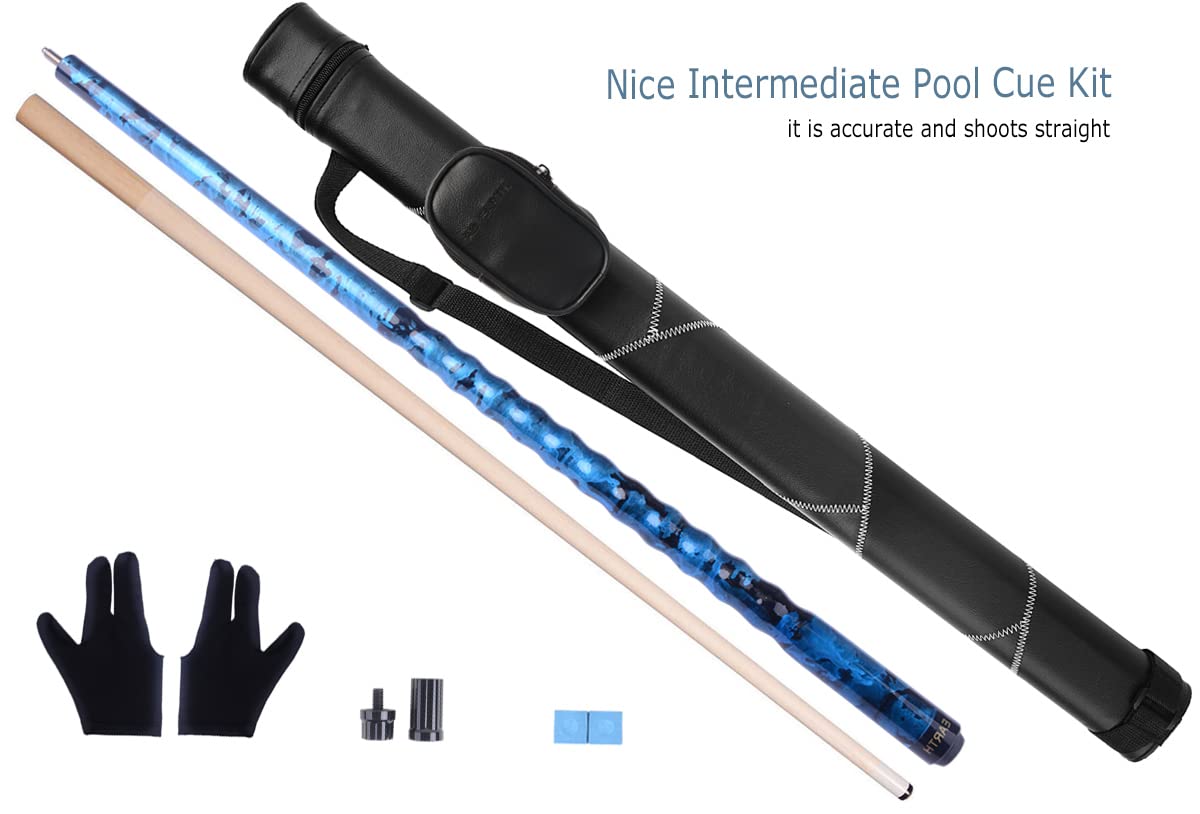Ab Earth Ergonomic Design 13Mm Tip 58'' Maple Pool Cue Stick Kit With Hard Case (Blue, 19Oz)