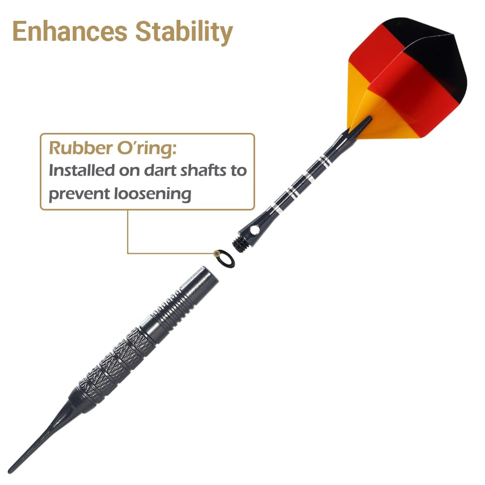 Wolftop 2Ba Thread Aluminum Dart Shafts 24 Pack With Rubber O-Rings, Dart Accessories Kit For Steel Tip Darts And Soft Tip Darts
