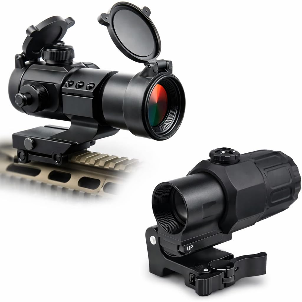 Tactical Scope Reflex Stinger 4 MOA Red - Green Dot Sight with Picatinny Mount (Combo of - Tactical Scope + 4X Magnifier)