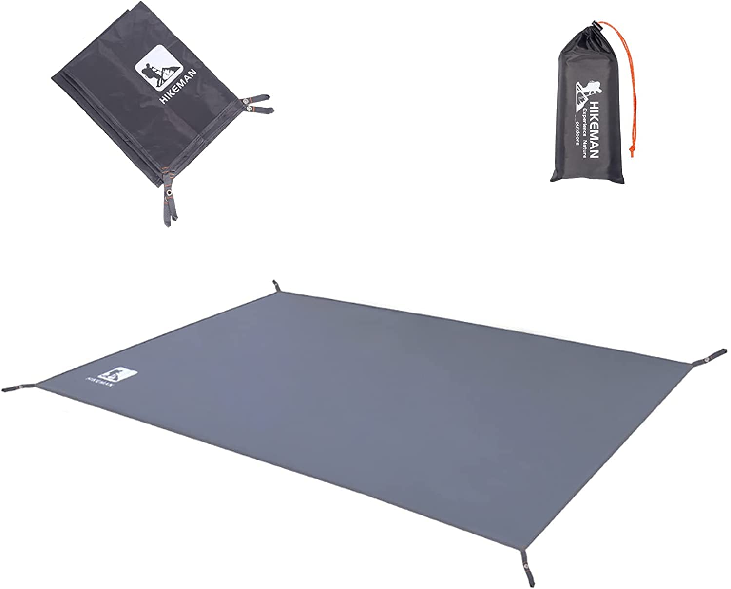 Hikeman Waterproof Camping Tarp Portable Tent Footprint With Drawstring Bag Ground Cloth For Outdoor Hiking Picnic (Grey 83X71)