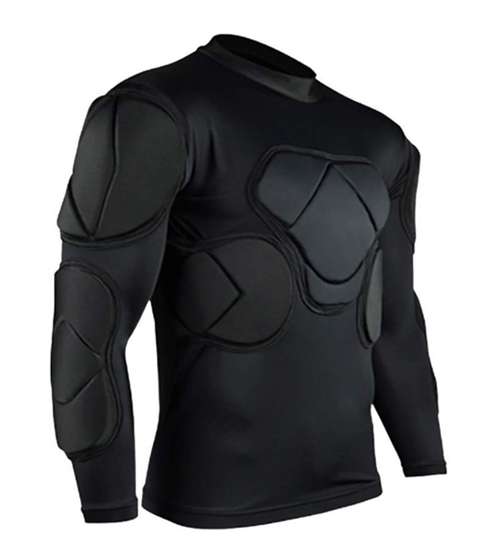 Men's Long Sleeve Goalkeeper Padded Shirt Football Protective Gear Set Training Suit for Soccer Rugby Basketball Paintball Rib P