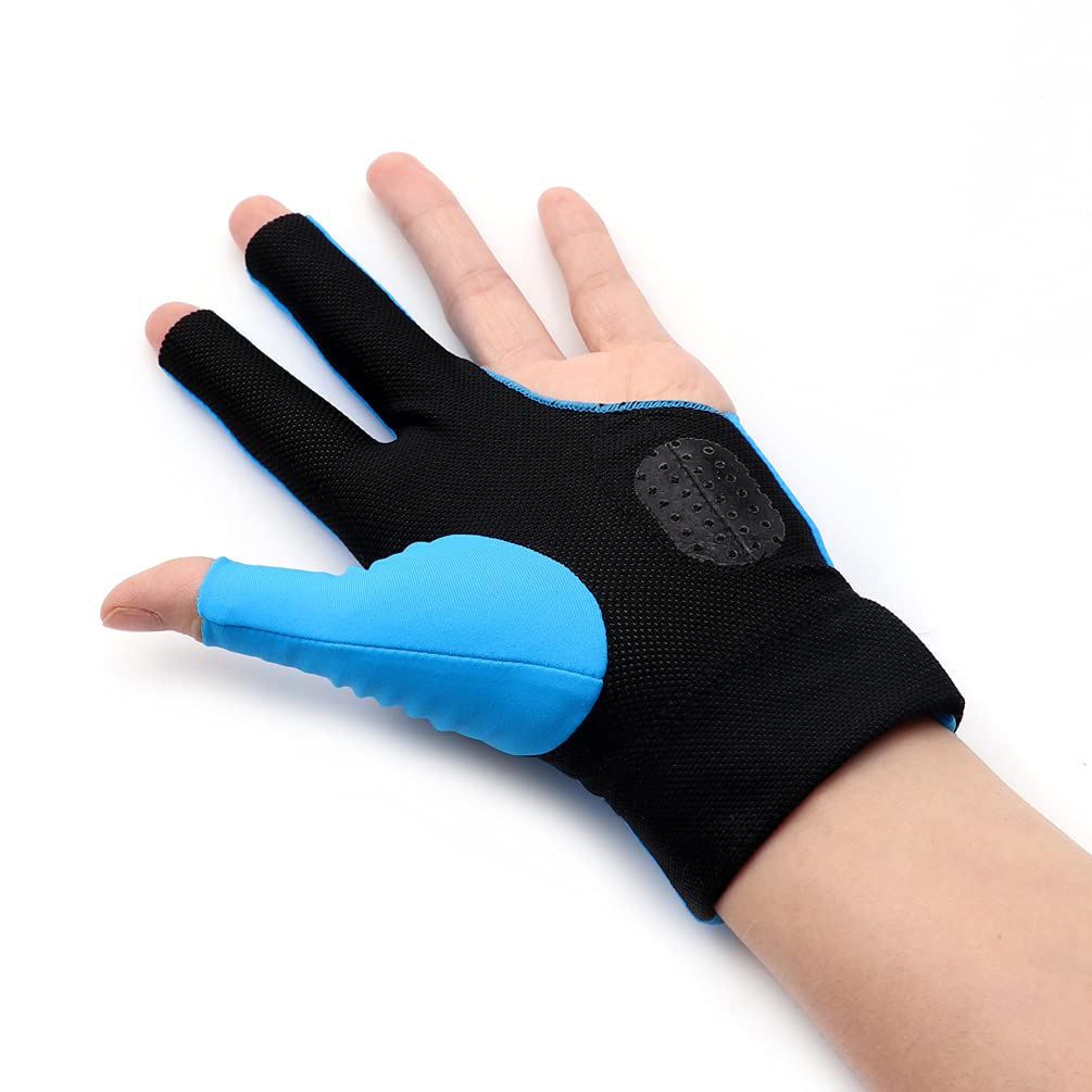 Cuesoul Professional Billiard Gloves Blue-Wear On Left Hand Size S