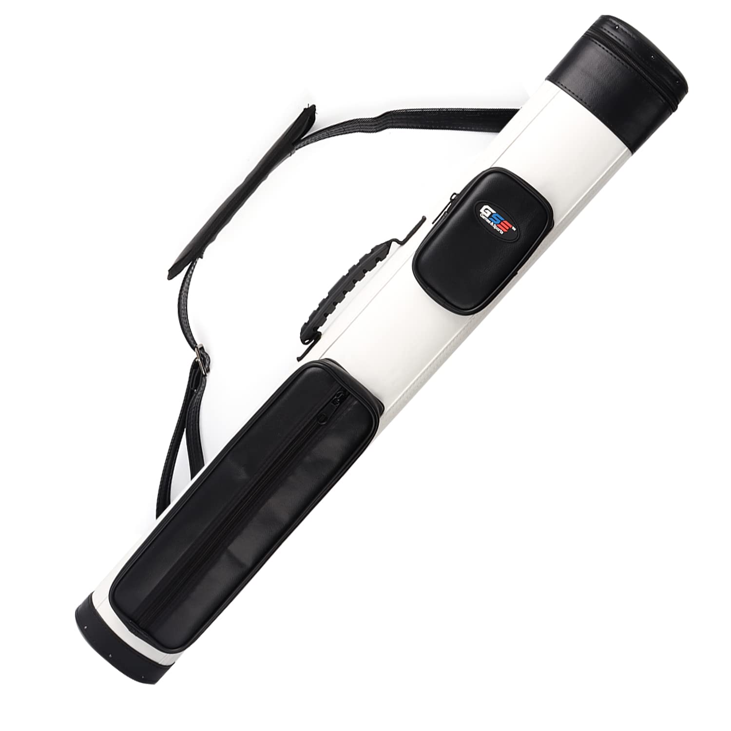 Gse 2X2 Deluxe Hard Billiard Pool Cue Stick Carrying Case, Billiard Cue Case, Billiards Accessories (Oval - White/Black)