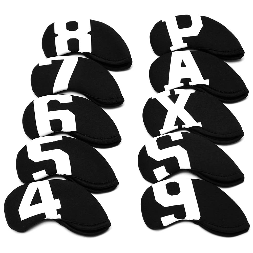 Big Number Neoprene Golf Iron Covers Set - Club Head Covers - Wedge Iron Protective Headcover For Callaway, Ping, Taylormade, Co
