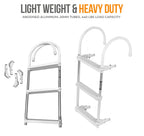 Anchor-Man Folding 3 Step Ladder For Fishing, Heavy-Duty Aluminum Pontoon Boat Ladder With Wide Steps, Ideal For Yacht, Dock, Et