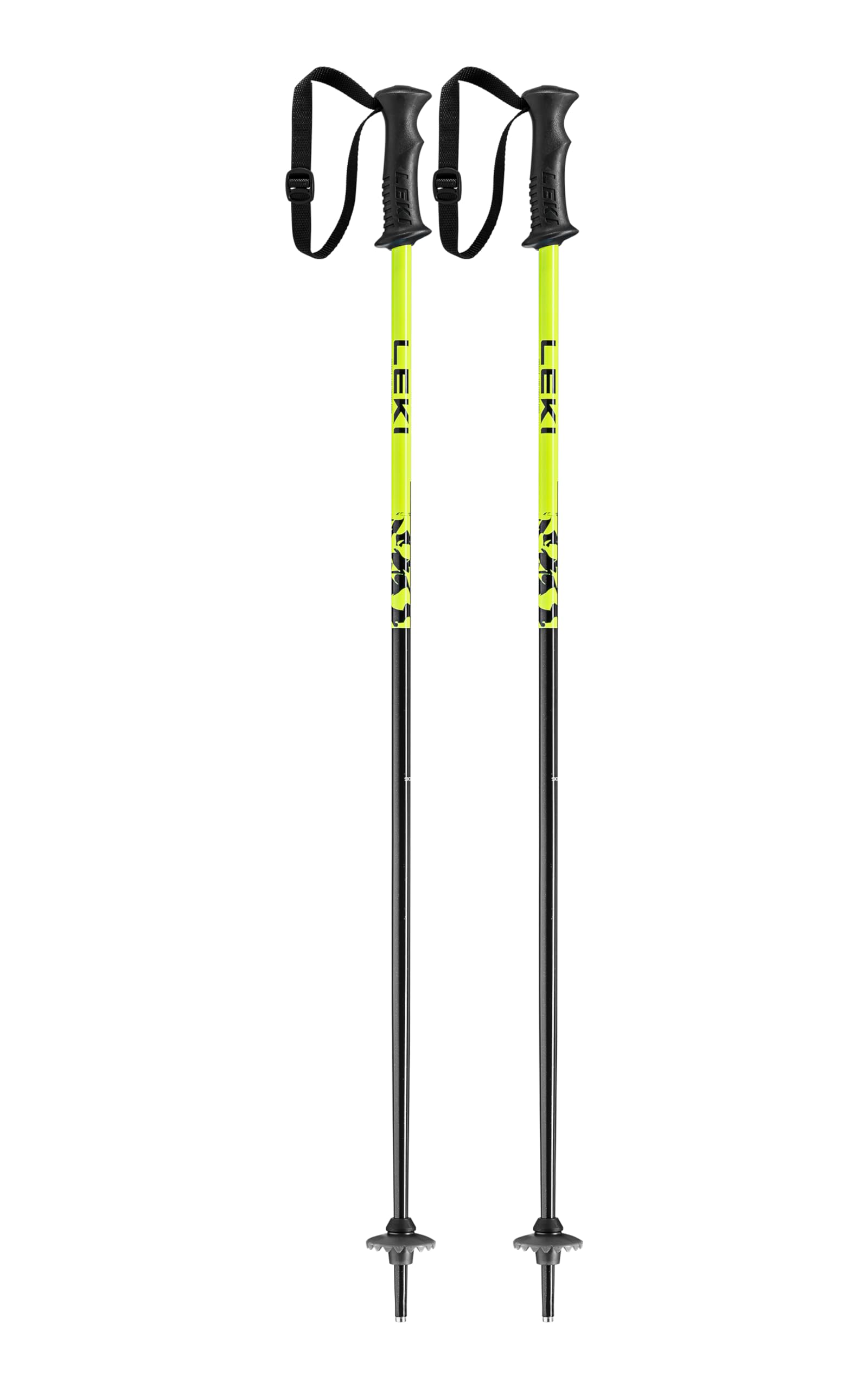 LEKI Kids Rider Lightweight Aluminum Ski Poles for Alpine Skiing - Black-Neonyellow-White - 95 cm