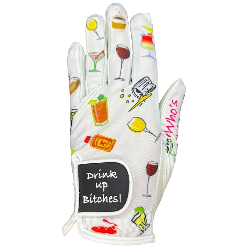 Giggle Golf Women'S Golf Glove (X-Large, Worn On Right Hand, Drink Up Bitches!)