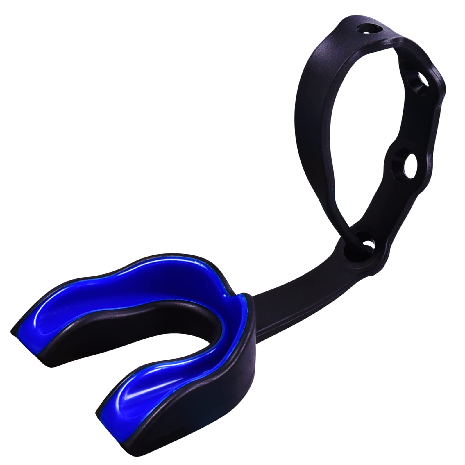 Oral Mart Black/Blue Strapped Youth Mouth Guard For Kids - Sports Mouthguard With Strap For Ice Hockey, Football, Lacrosse, Taek
