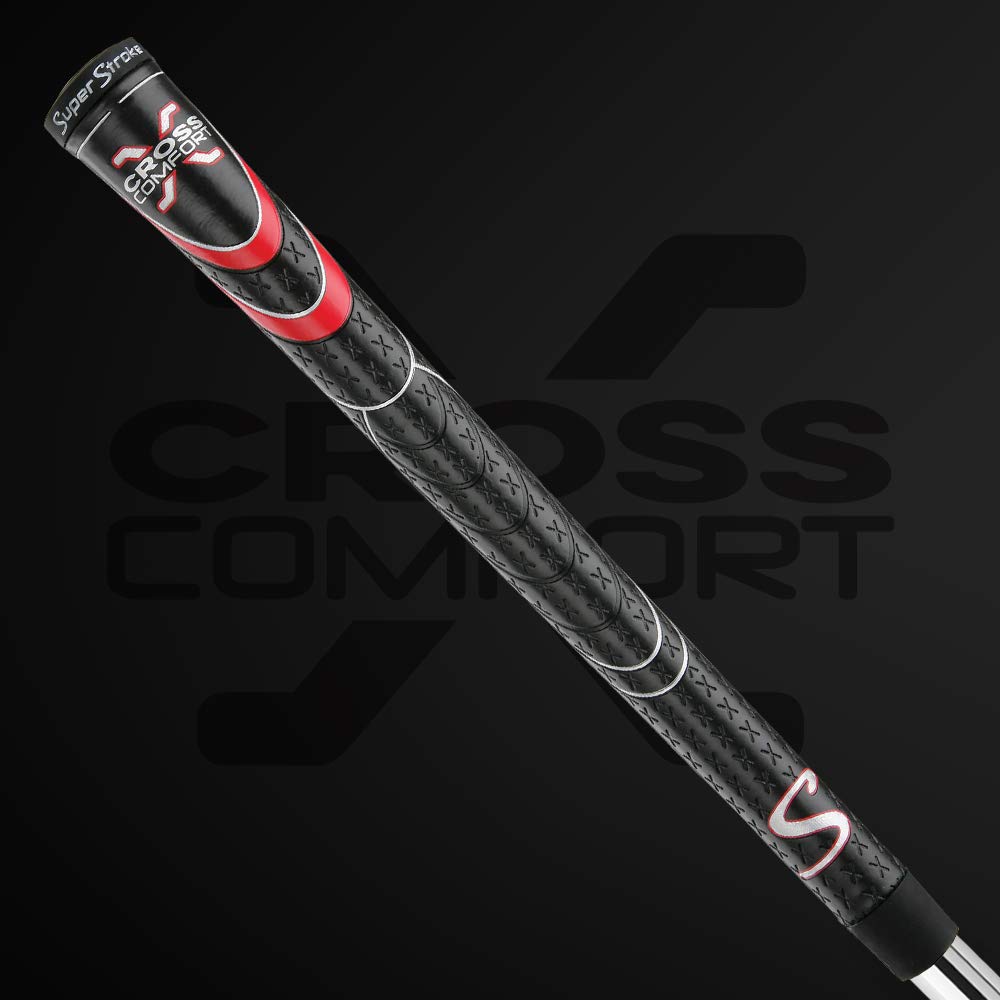 Superstroke Cross Comfort Golf Club Grip, Black/Red (Oversized) | Soft & Tacky Polyurethane That Boosts Traction | X-Style Surfa
