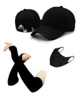 Selloria Plain Baseball Sport Cap MenS Baseball Head Hat Stylish All Sports Caps With Adjustable Strap Pack 3 (Black)