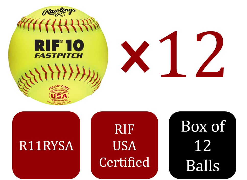 Rawlings Rif Asa League Fastpitch Softballs, R11Rysa, 12 Pack
