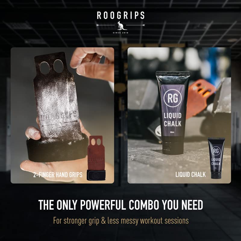 Roogrips Gym Hand Grips - 2-Finger Hand Grips For Weightlifting, Gymnastics & Gym/Home Workouts - Kangaroo Leather Hand Grips Fo
