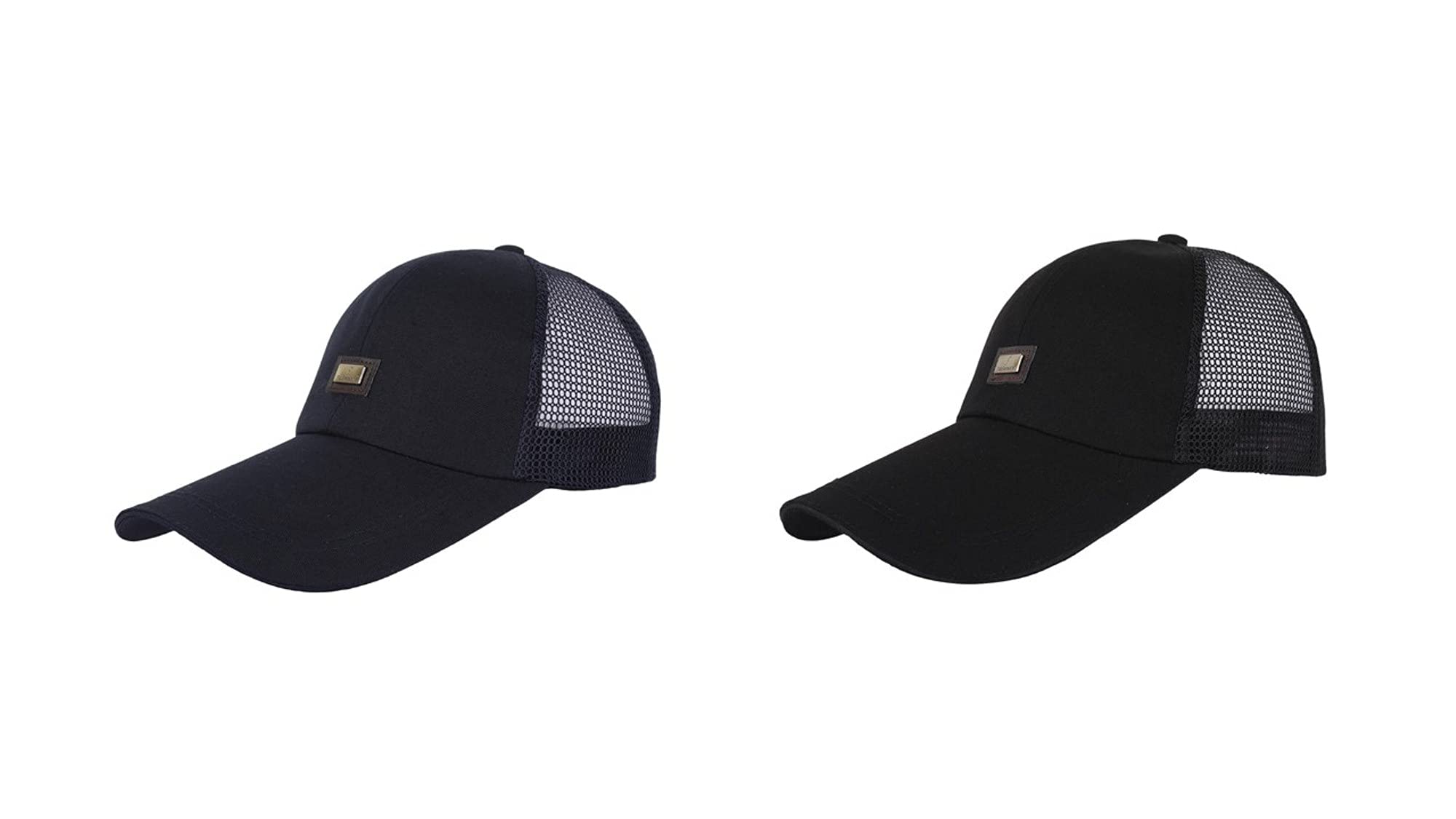Fabseasons Unisex Cotton Summer Cap And Hat (Pack Of 2) (Mc81Blue.BlackLongpeak.Pk2_Black, Blue_Free Size)
