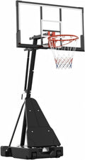 Garvee Basketball Hoop Outdoor Portable 48 Inch Backboard, 4.92-10ft Quickly Adjustable Basketball Goal System with Wheels for C