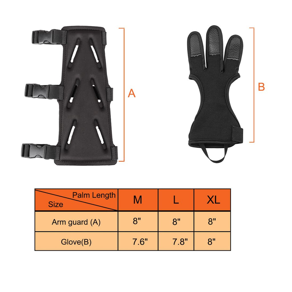 Kratarc Archery Lightweight Finger Tab Gloves & Arm Guard Adjustable Arm Protector For Hunting Target Shooting Accessory Recurve