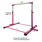 Glant Gymnastic Kip Bar,Horizontal Bar For Kids Girls Junior,3' To 5' Adjustable Height,Home Gym Equipment,Ideal For Indoor And