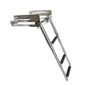 MARINE CITY 304 Stainless Steel Telescoping 3 Step Under Slide Boarding Boat Ladder with Swim Platform Mount - Swiveling, Flips 