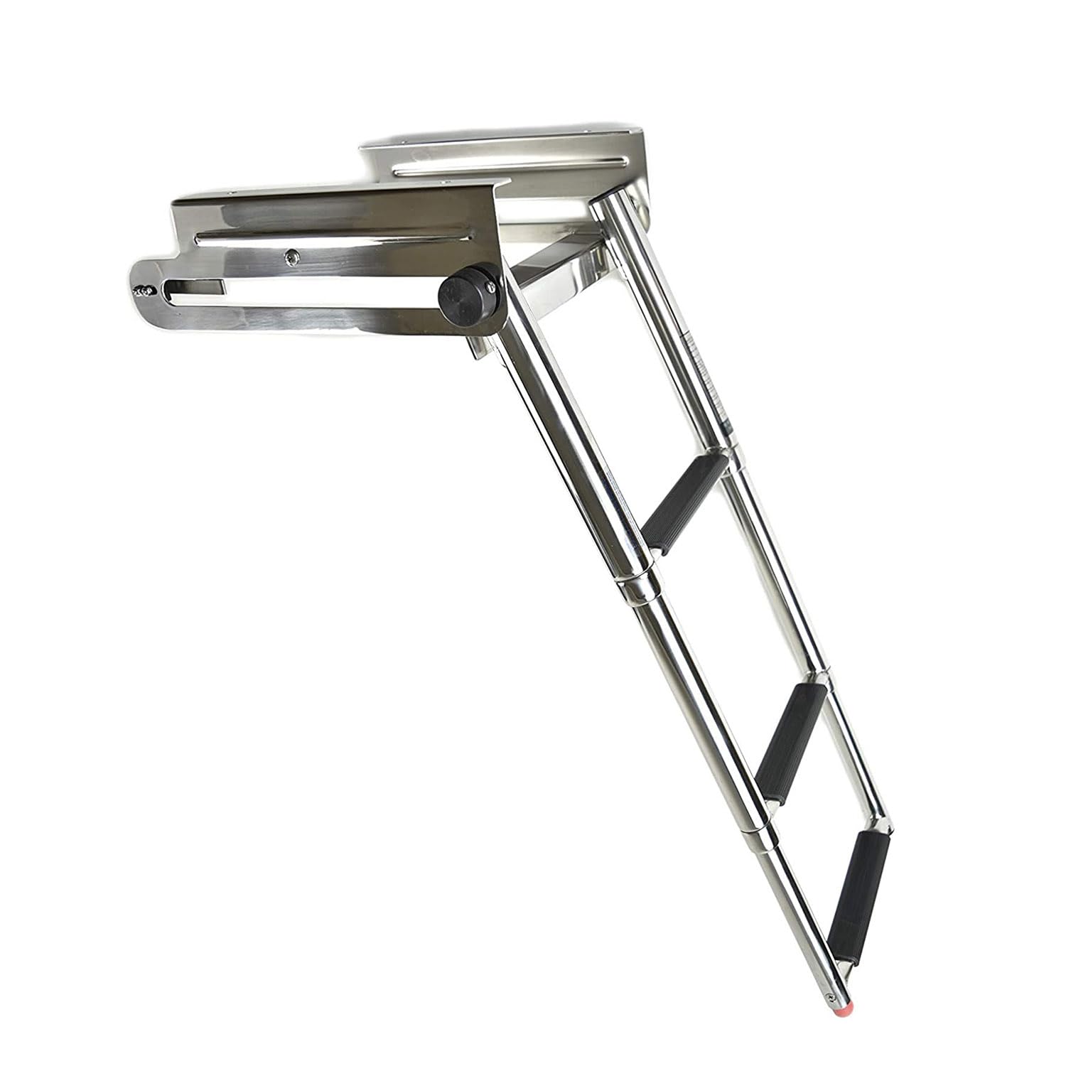 MARINE CITY 304 Stainless Steel Telescoping 3 Step Under Slide Boarding Boat Ladder with Swim Platform Mount - Swiveling, Flips 