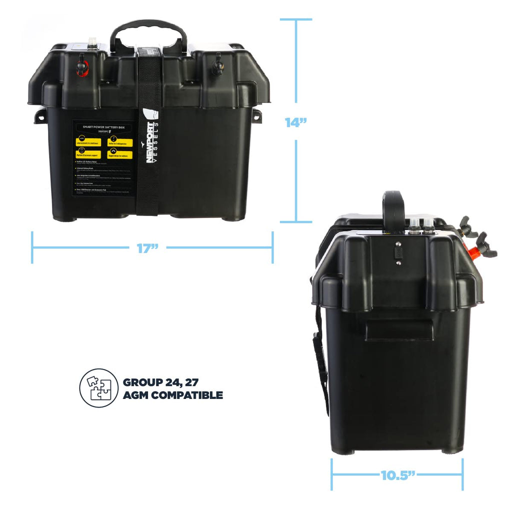 Newport Vessels Trolling Motor Smart Battery Box Power Center With Usb And Dc Ports
