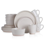 Stone Lain Jules Stoneware 16-Piece Round Dinnerware Set, White
