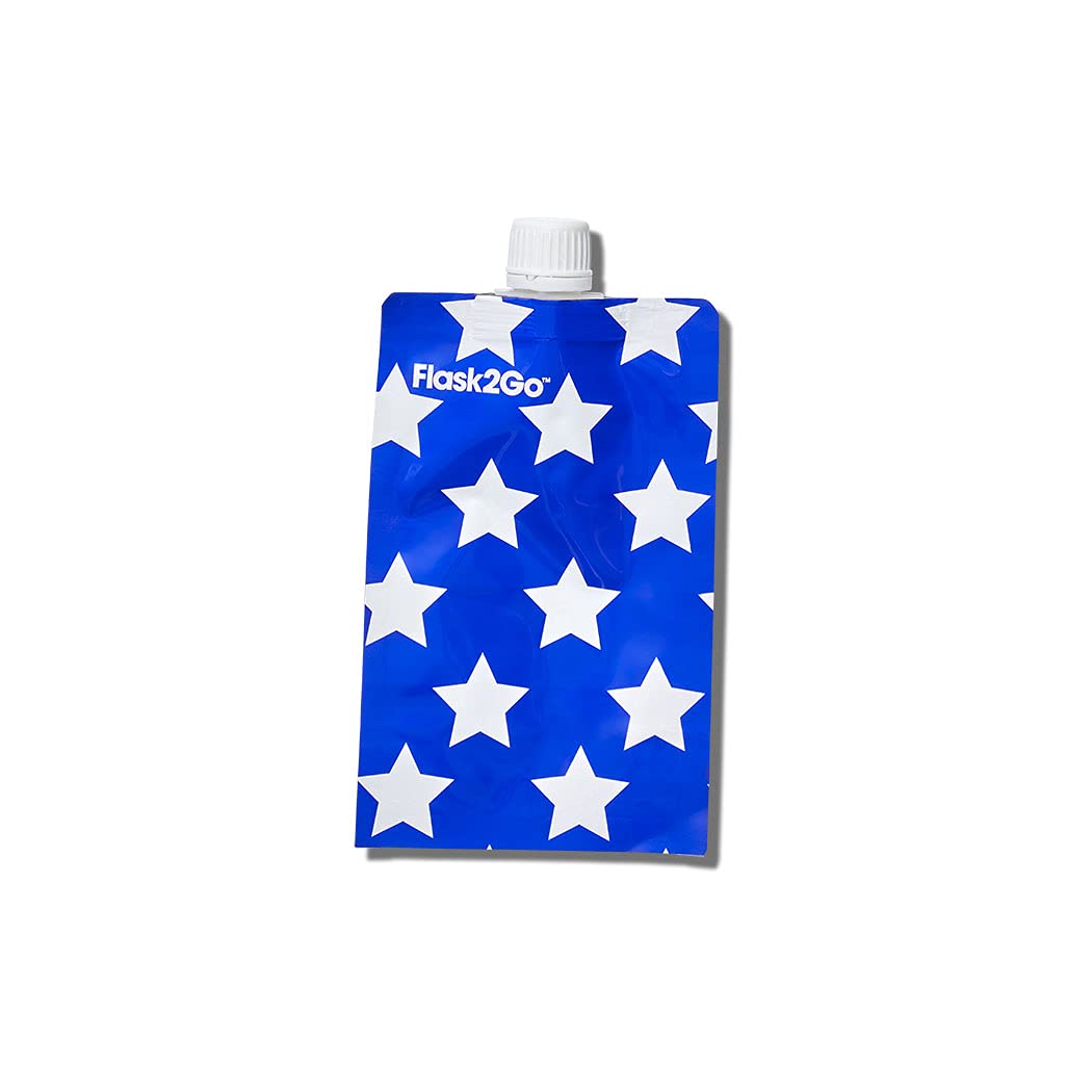 Flask2Go - The Foldable Flexible Flask For Tailgating, Camping, And Concerts, 2-Pack, Stars  Stripes