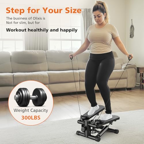 OLIXIS Steppers for Exercise at Home Workout Equipment, Mini Stepper Exercise Machine 300lbs, Twist Step with Resistance Bands,
