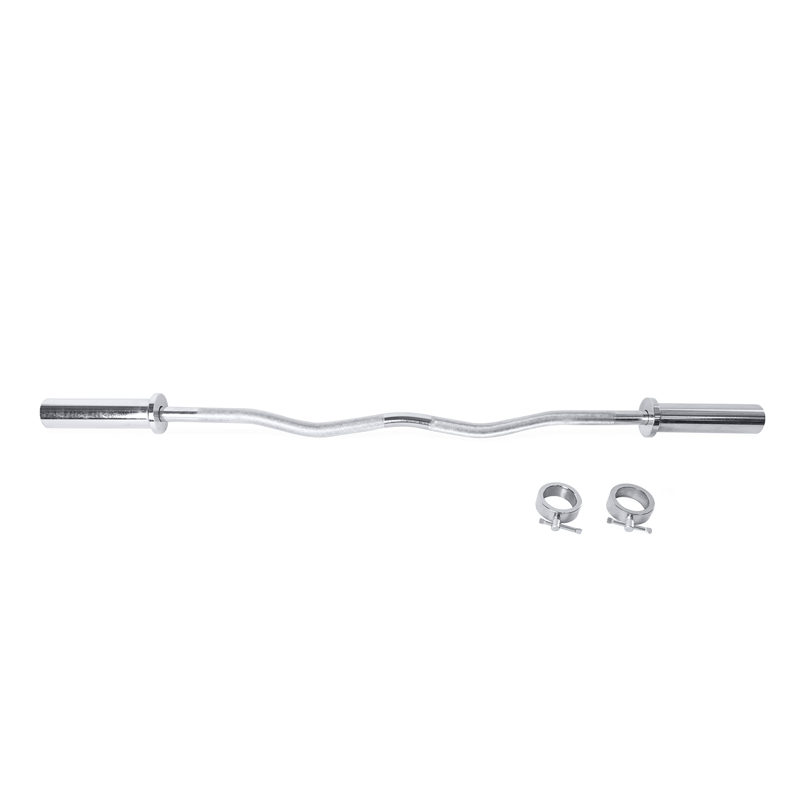 Cap Barbell Olympic Ez Curl Bar, Chrome (New Version), 47-Inch (Obis-47)