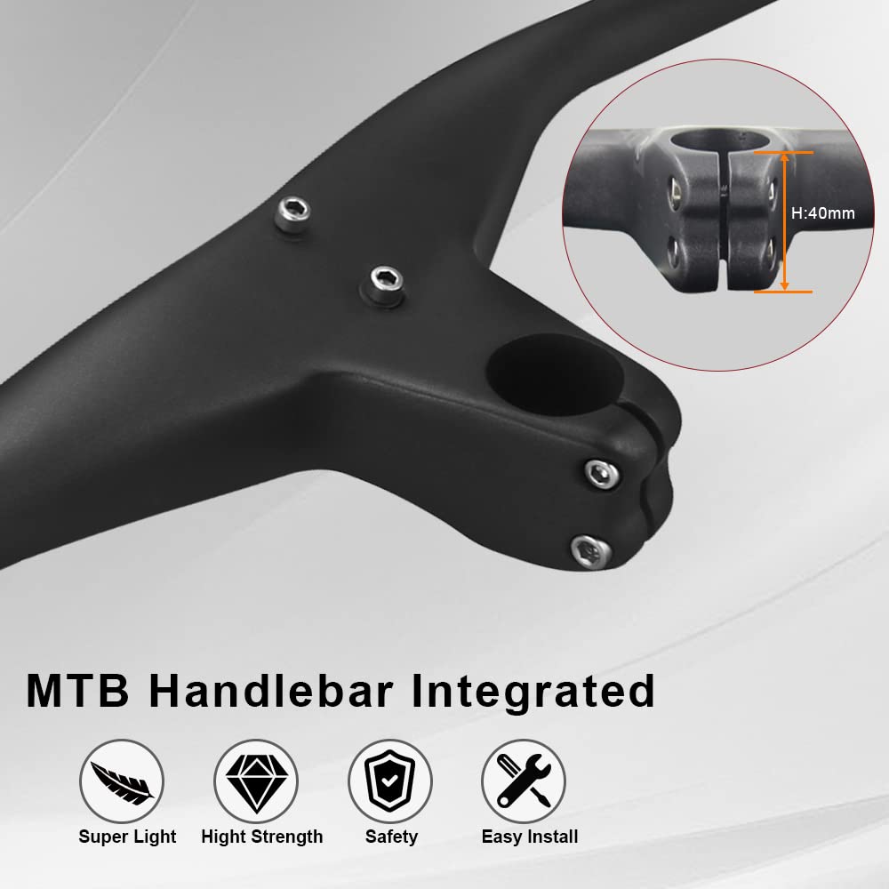 Carbon Mountain Bike Handlebars Carbon Mtb Bars, Rxl Sl 1-1/8 Riser Integrated Handlebar Integrated Stem Handlebar For Cycling U