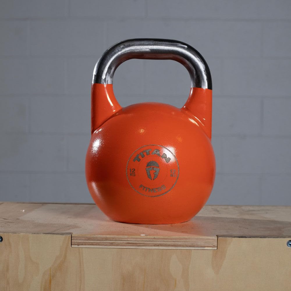 Titan Fitness 12 Kg Competition Kettlebell, Single Piece Casting, Kg Markings, Full Body Workout