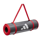 Adidas 10mm Extra Thick Training Mat with Carrying Strap and Non-Slip Textured Base - Cushioned Workout Mat for Home Gym, Floor 