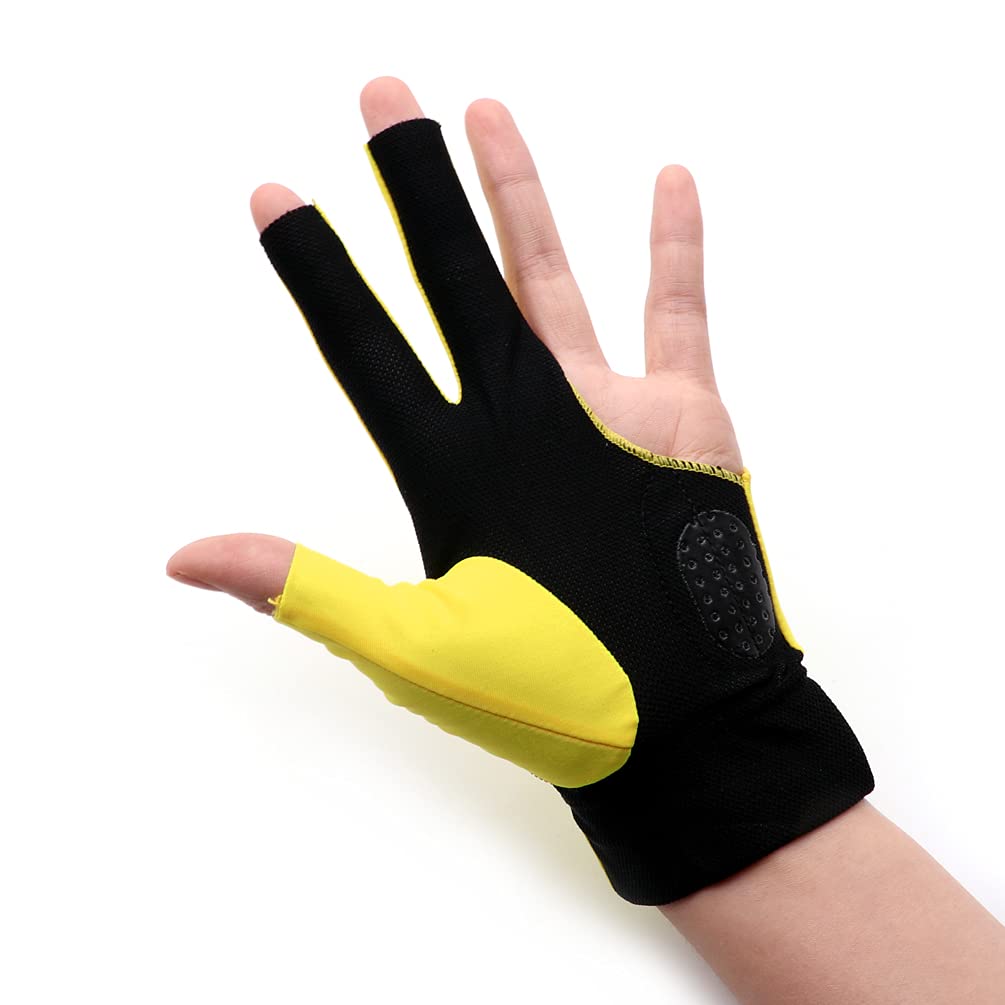 Cuesoul Professional Billiard Gloves Yellow-Wear On Left Hand Size M