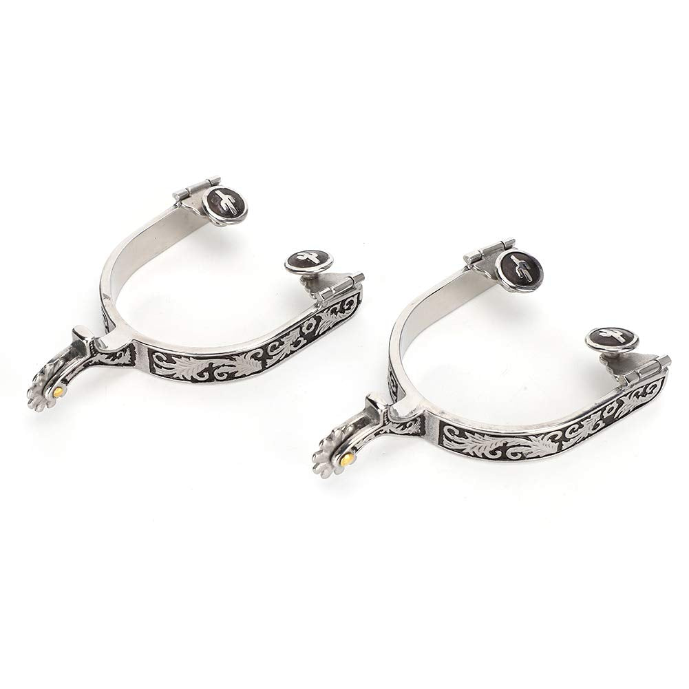 Yuecoom Horse Spurs, Women's Spurs for Boots, Stainless Steel West Cowboy Horse Boot Spurs with Gear Horse Boot Spurs Decoration
