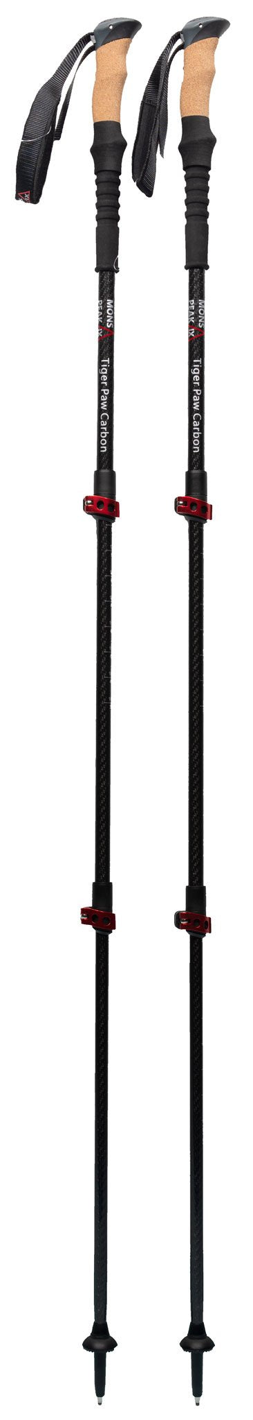Mons Peak Ix Tiger Paw Carbon Trekking Poles, Black, Adjustable Height