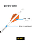 New Archery Products Quikfletch Twister 2'' 3-Vane Stabilizing Fletching - White Tube, Orange/White Vanes