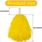 Hooshing 12Pcs Cheerleading Pom Poms Yellow Plastic Cheer Pom Poms With Handles For Team Spirit Sports Party Dance