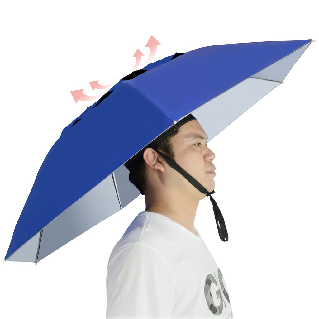 New-Vi Fishing Umbrella Hat Folding Adjustable Sun Rain Cap, 7-Ribs Anti-Uv Waterproof Headwear For Fishing Gardening Golf Sunsh